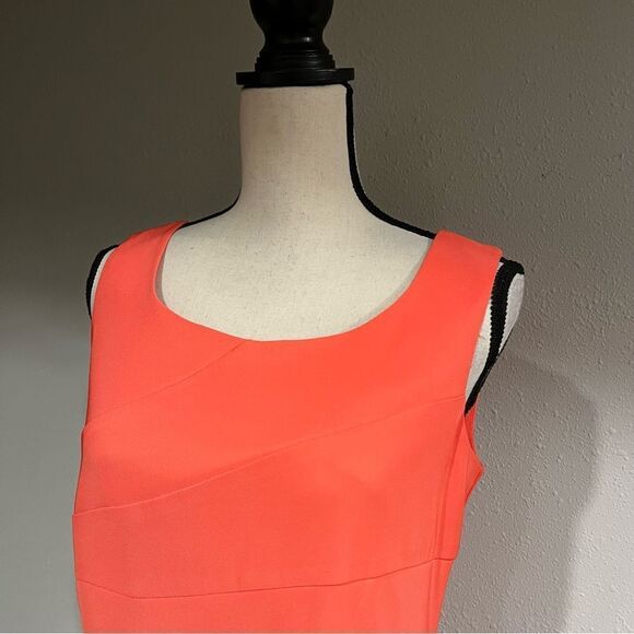 Solid blood orange color sleeveless scoop neck dress - Picture 2 of 14